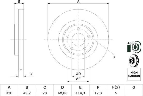 BOSCH 0 986 479 F33 - Bremžu diski adetalas.lv