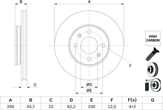 BOSCH 0 986 479 F29 - Bremžu diski adetalas.lv