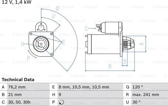 BOSCH 0 986 014 900 - Starteris adetalas.lv