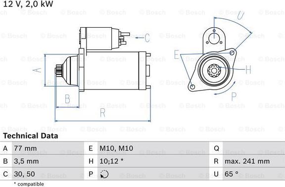 BOSCH 0 986 014 141 - Starteris adetalas.lv