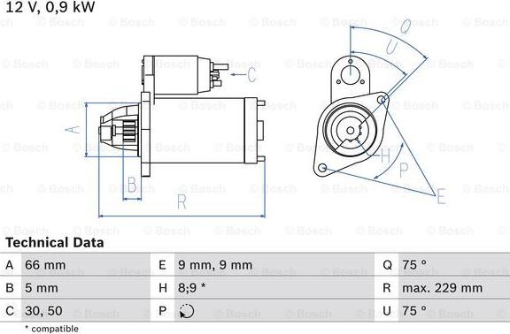 BOSCH 0 986 014 350 - Starteris adetalas.lv