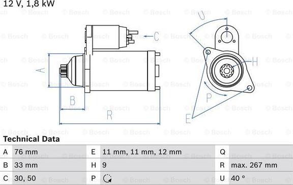 BOSCH 0 986 015 970 - Starteris adetalas.lv