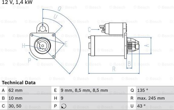 BOSCH 0 986 015 630 - Starteris adetalas.lv