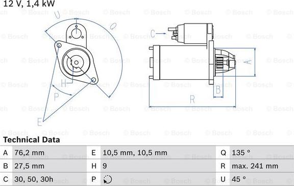 BOSCH 0 986 015 050 - Starteris adetalas.lv