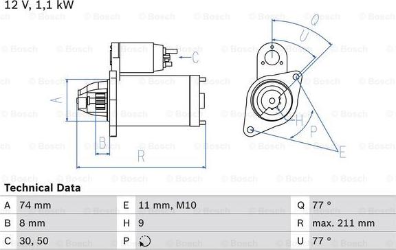 BOSCH 0 986 016 500 - Starteris adetalas.lv