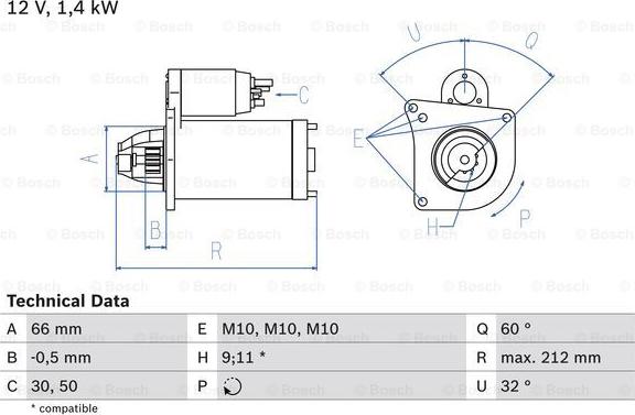 BOSCH 0 986 016 570 - Starteris adetalas.lv