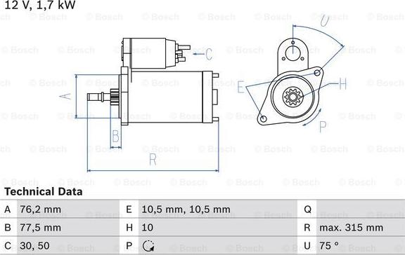 BOSCH 0 986 016 250 - Starteris adetalas.lv