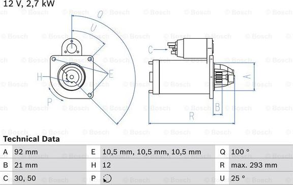 BOSCH 0 986 010 950 - Starteris adetalas.lv