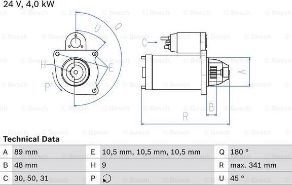 BOSCH 0 986 010 980 - Starteris adetalas.lv