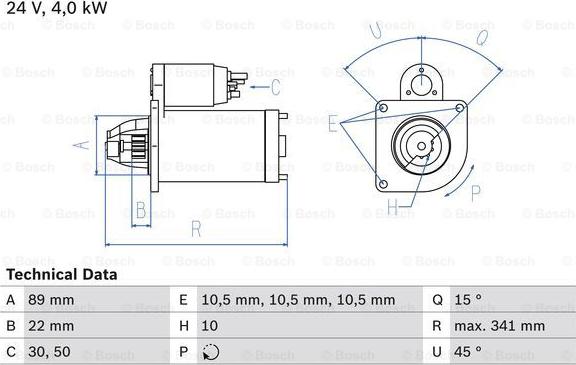 BOSCH 0 986 010 970 - Starteris adetalas.lv