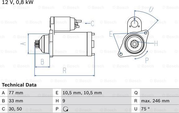 BOSCH 0 986 010 580 - Starteris adetalas.lv