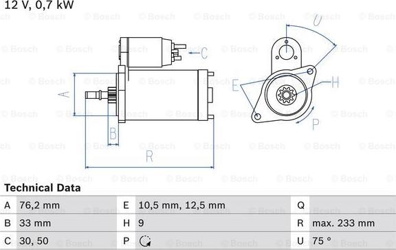 BOSCH 0 986 010 530 - Starteris adetalas.lv