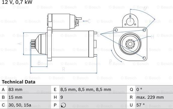 BOSCH 0 986 010 570 - Starteris adetalas.lv