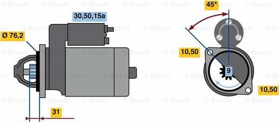 BOSCH 0 986 010 630 - Starteris adetalas.lv