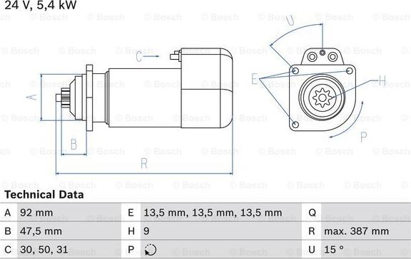 BOSCH 0 986 011 570 - Starteris adetalas.lv