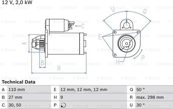 BOSCH 0 986 011 080 - Starteris adetalas.lv