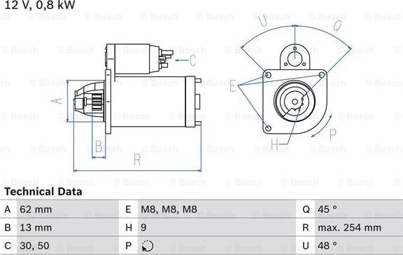 BOSCH 0 986 011 891 - Starteris adetalas.lv