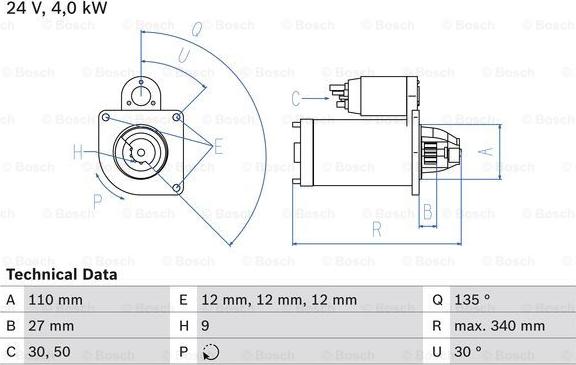 BOSCH 0 986 011 330 - Starteris adetalas.lv