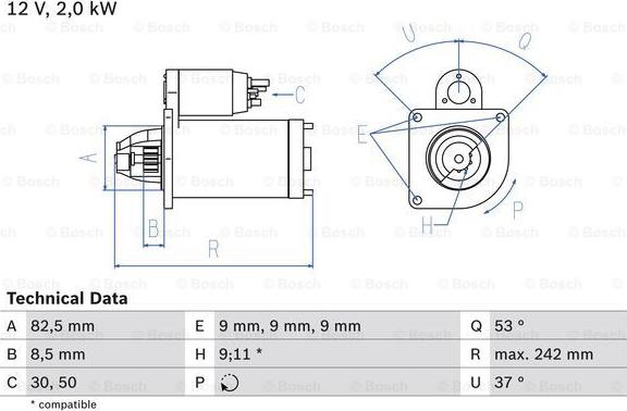 BOSCH 0 986 018 450 - Starteris adetalas.lv