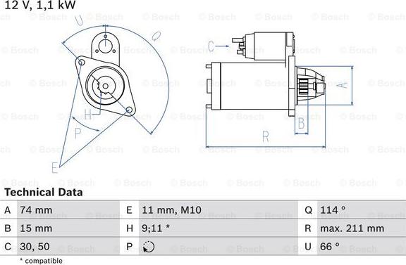 BOSCH 0 986 018 480 - Starteris adetalas.lv