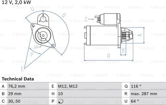 BOSCH 0 986 018 020 - Starteris adetalas.lv