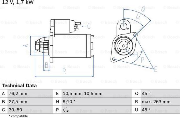 BOSCH 0 986 018 070 - Starteris adetalas.lv