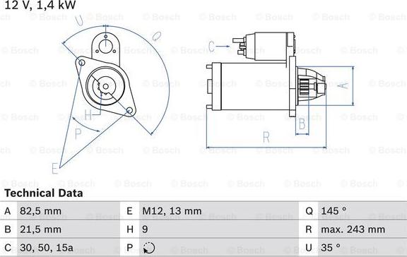 BOSCH 0 986 018 190 - Starteris adetalas.lv