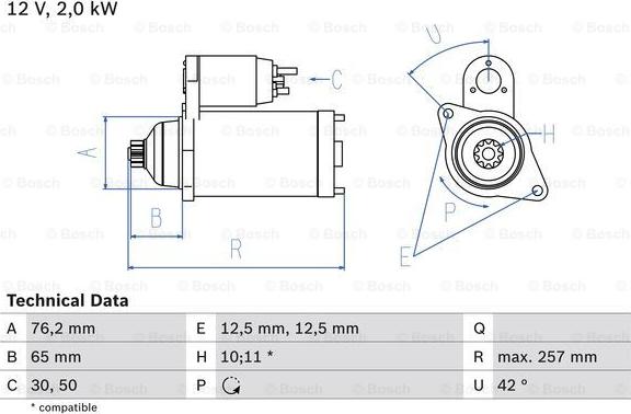 BOSCH 0 986 018 390 - Starteris adetalas.lv