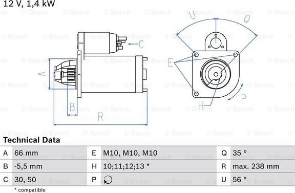 BOSCH 0 986 018 310 - Starteris adetalas.lv