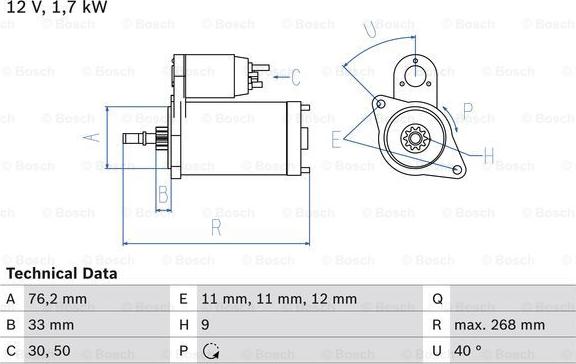 BOSCH 0 986 013 050 - Starteris adetalas.lv