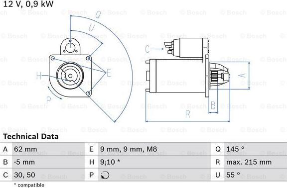 BOSCH 0 986 013 850 - Starteris adetalas.lv