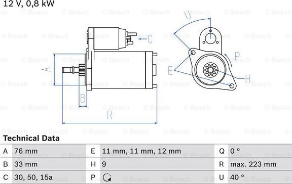 BOSCH 0 986 012 600 - Starteris adetalas.lv