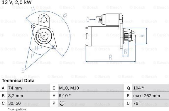 BOSCH 0 986 017 500 - Starteris adetalas.lv