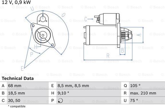 BOSCH 0 986 017 120 - Starteris adetalas.lv