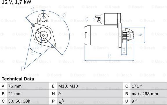 BOSCH 0 986 017 170 - Starteris adetalas.lv