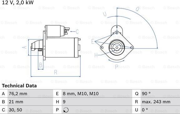 BOSCH 0 986 017 300 - Starteris adetalas.lv