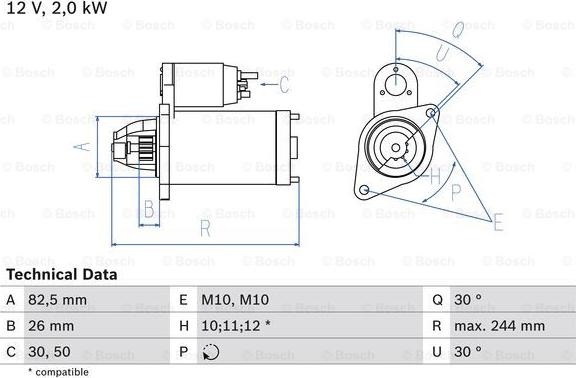 BOSCH 0 986 017 260 - Starteris adetalas.lv