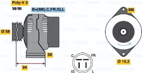 BOSCH 0 986 038 551 - Ģenerators adetalas.lv