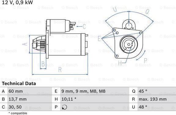 BOSCH 0 986 021 970 - Starteris adetalas.lv