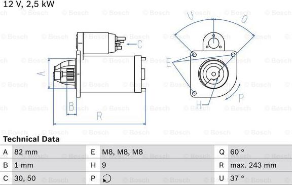 BOSCH 0 986 021 640 - Starteris adetalas.lv