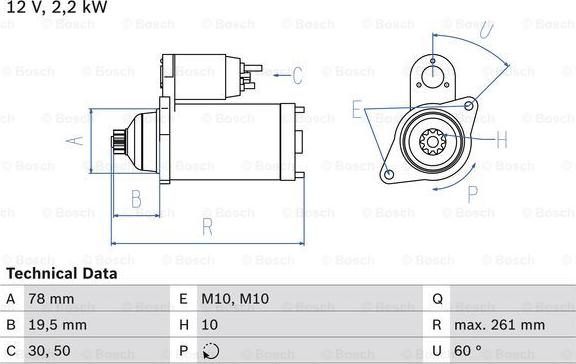 BOSCH 0 986 023 220 - Starteris adetalas.lv