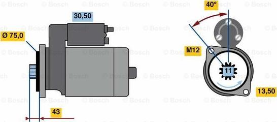 BOSCH 0 986 022 950 - Starteris adetalas.lv