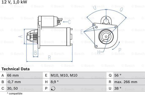 BOSCH 0 986 022 830 - Starteris adetalas.lv