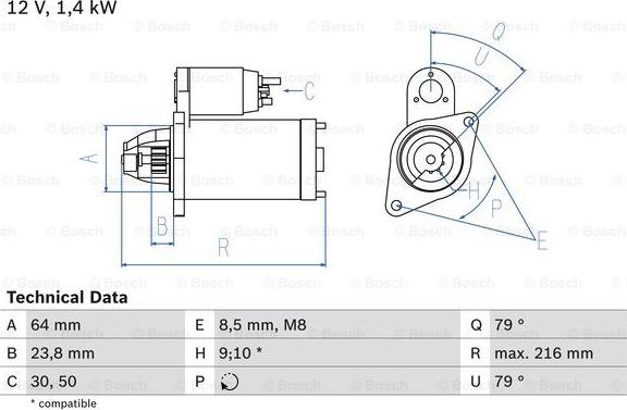 BOSCH 0 986 022 730 - Starteris adetalas.lv