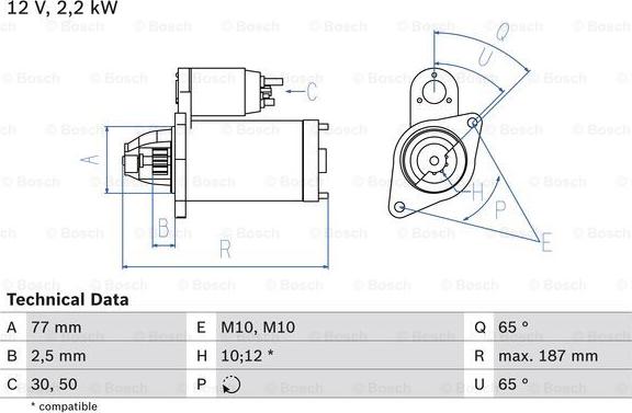 BOSCH 0 986 022 720 - Starteris adetalas.lv