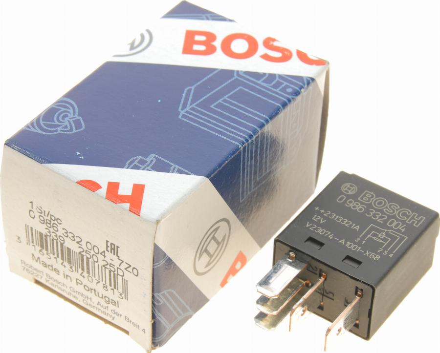 BOSCH 0 986 332 004 - Relejs, Darba strāva adetalas.lv