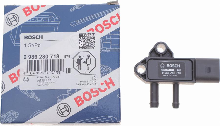 BOSCH 0 986 280 718 - Devējs, Izplūdes gāzu spiediens adetalas.lv