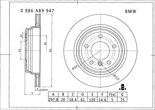 BOSCH 0 986 AB9 947 - Bremžu diski adetalas.lv