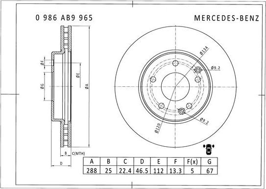 BOSCH 0 986 AB9 965 - Bremžu diski adetalas.lv