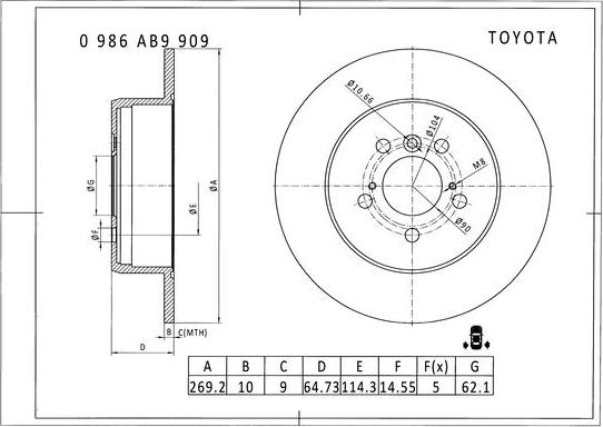 BOSCH 0 986 AB9 909 - Bremžu diski adetalas.lv